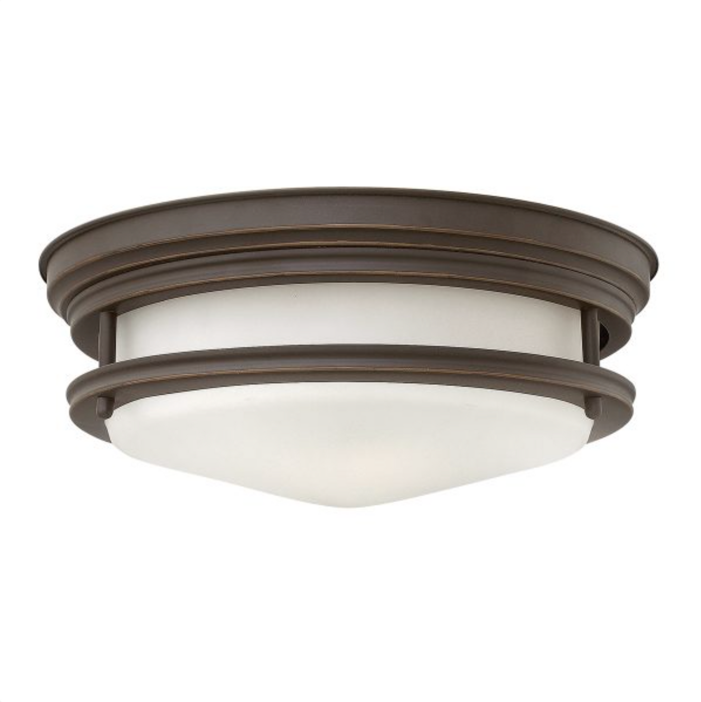 HAD Oil Rubbed Bronze & Opal Glass Two Lamp Semi Flush IP44 Ceiling Light - 12576