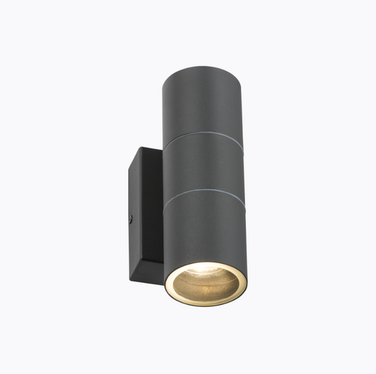 Exterior Up & Down 2xGU10 Wall Light with Photocell Sensor Anthracite Grey IP54