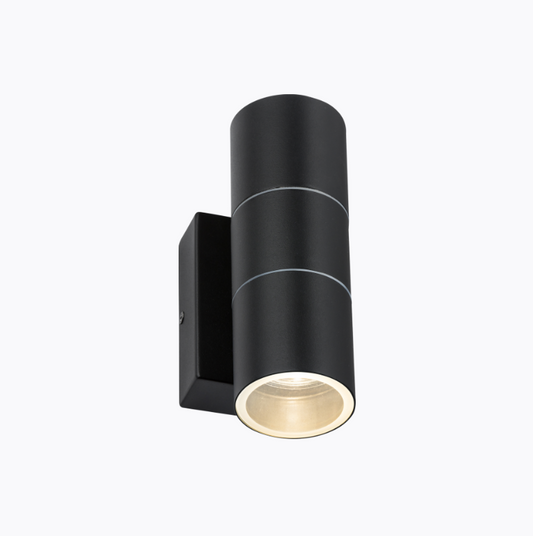 Exterior Up & Down 2xGU10 Wall Light with Photocell Sensor Black IP54