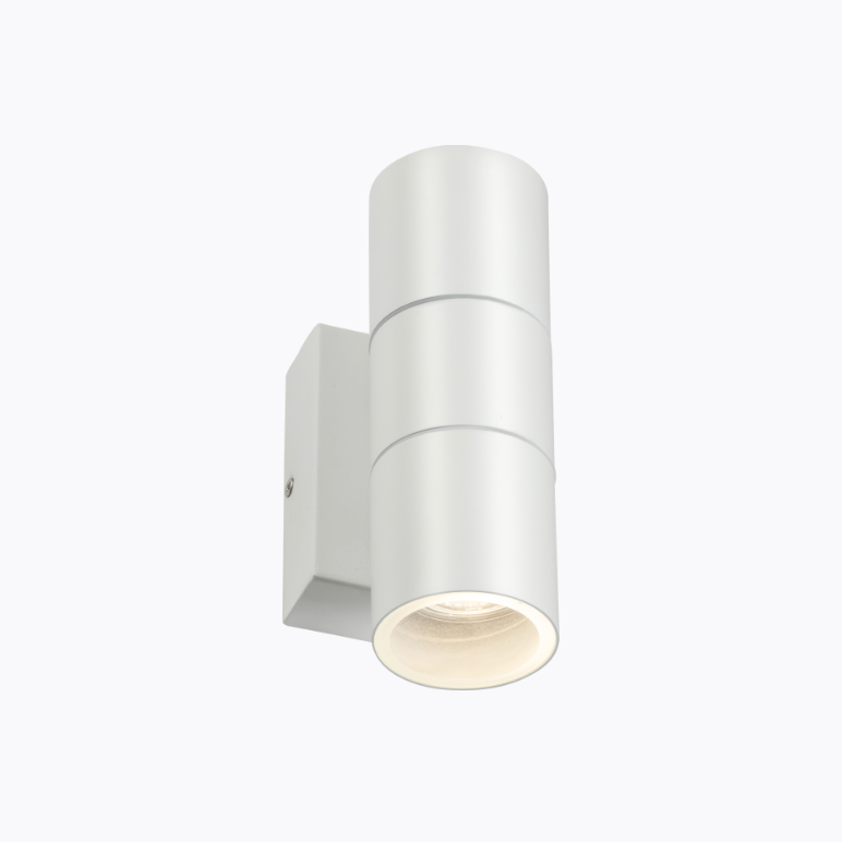 Exterior Up & Down 2xGU10 Wall Light with Photocell Sensor White IP54