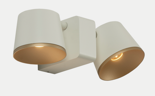 Halkin Double LED Spotlight White With Gold Facia - ID 12963