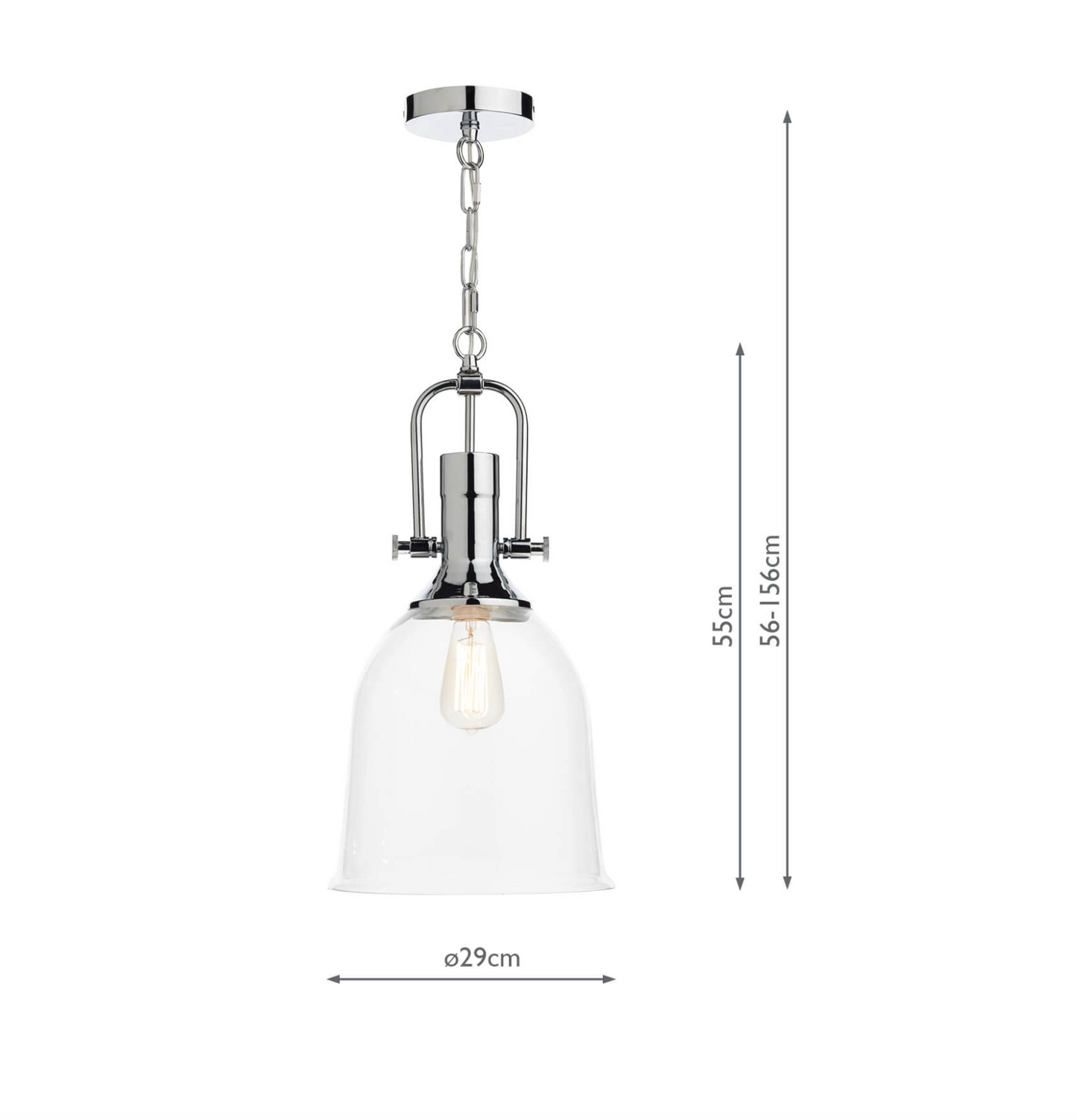 Barnsbury Polished Chrome and Clear Glass Large Single Pendant - ID 5299