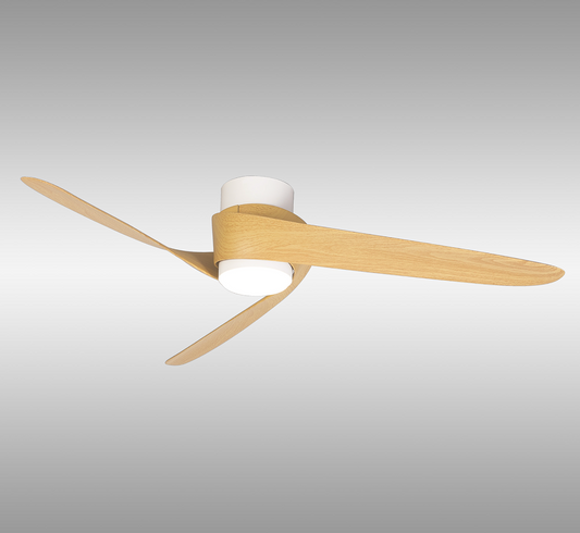 LED Ceiling Light With Built In Fan, White/Wood - ID 13134