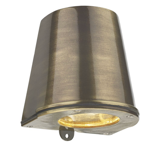 Conical antique brass IP44 wall light - ID 10780