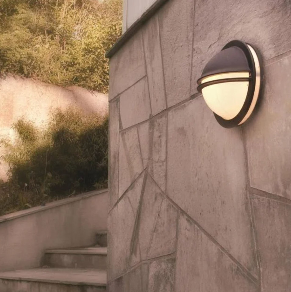 Exterior Eyelid Bulkhead Wall Light matt black with opal diffuser