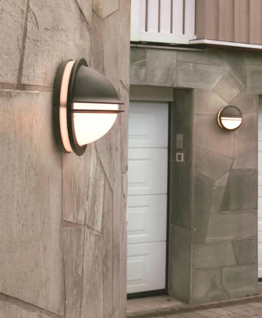 Exterior Eyelid Bulkhead Wall Light matt black with opal diffuser