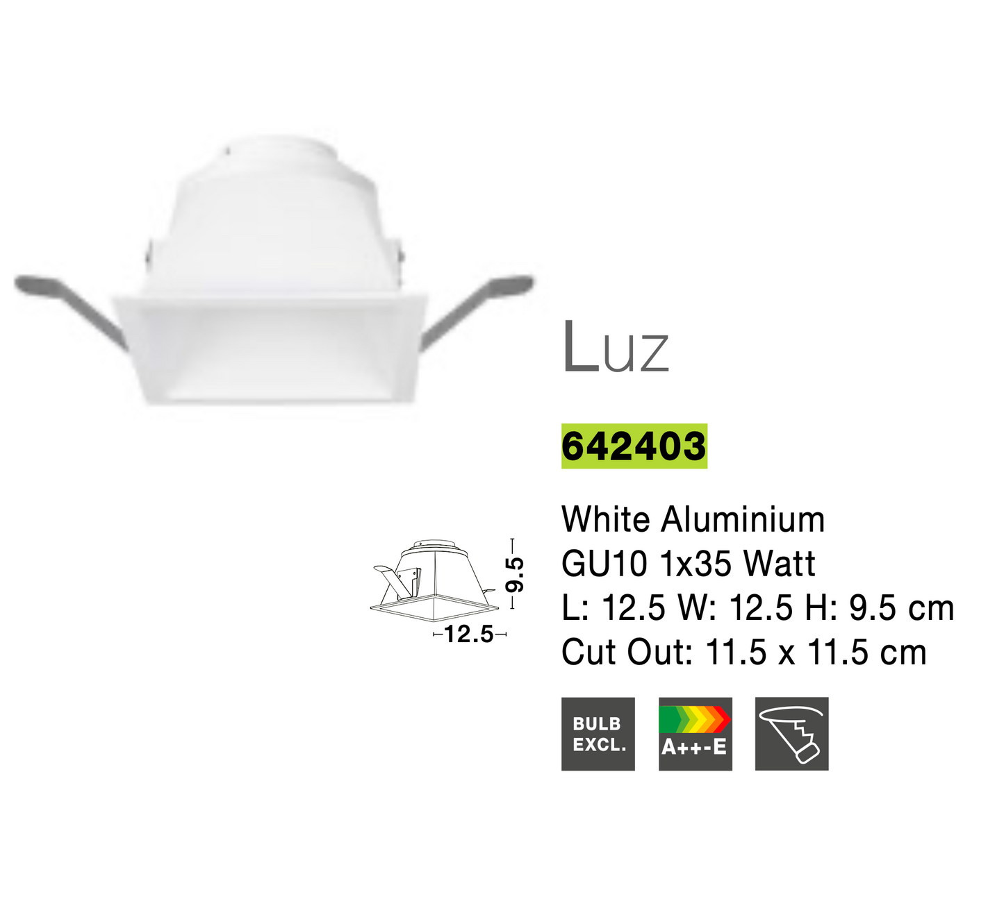 Nova Luce LUZ 642403 White Aluminium Downlight - CLEARANCE