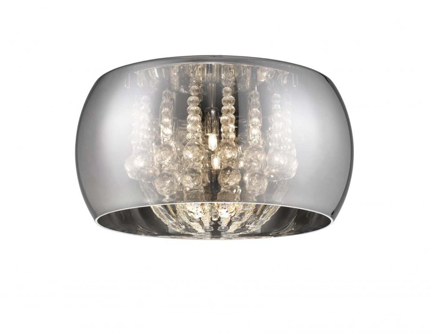 Smoked Glass & Chrome 6 Lamp Ceiling Light With Glass Beads - ID 8485