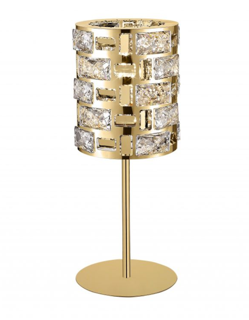 Gold & Crystal Cylinder Table Lamp