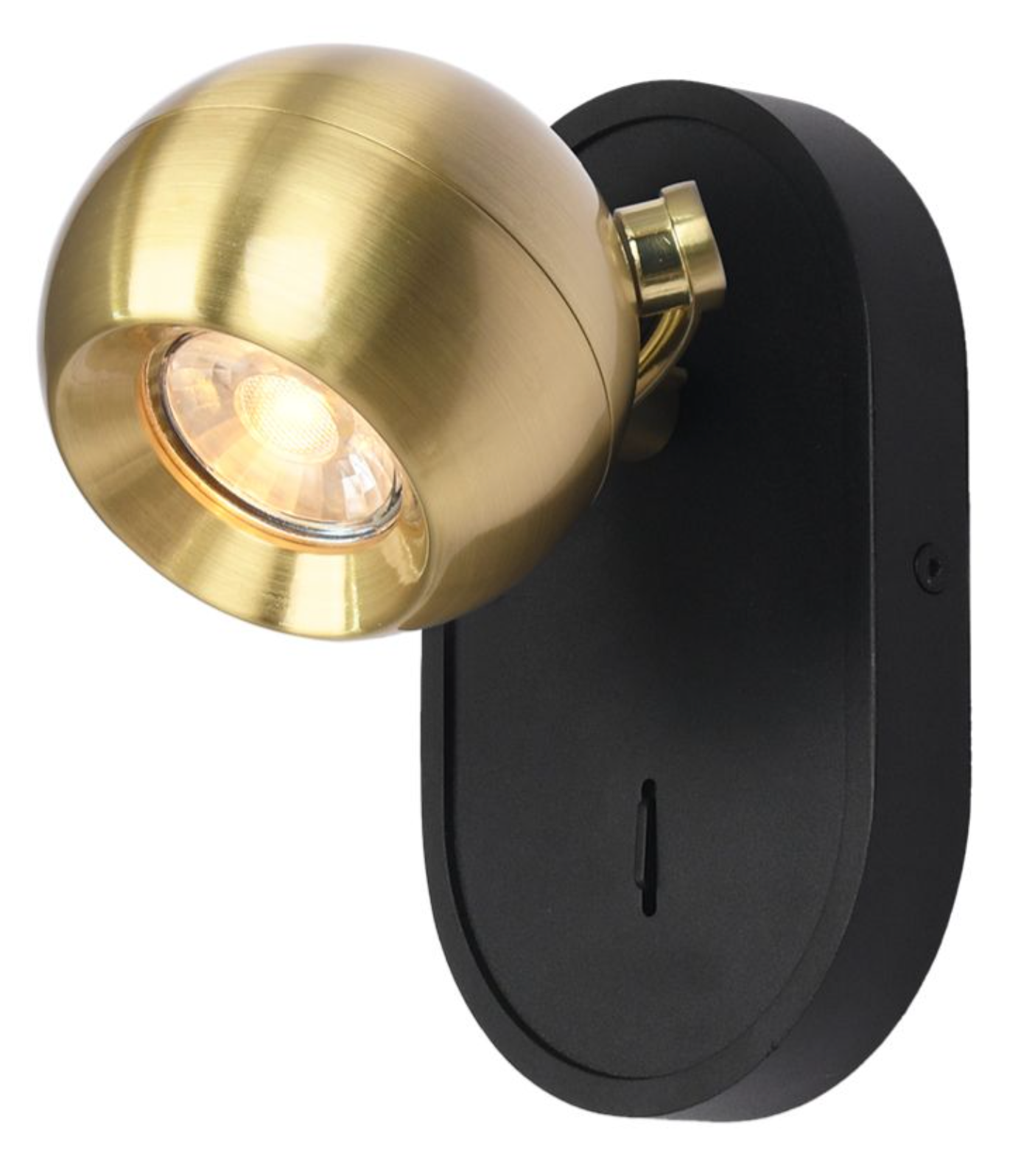 Black & Brass 1x GU10 Spherical Spot Light With Switch