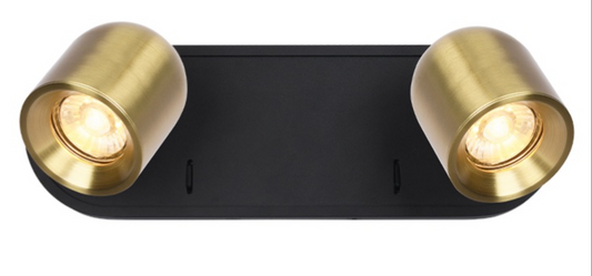 Enco Black & Brass 2x GU10 Spot Light With Switches