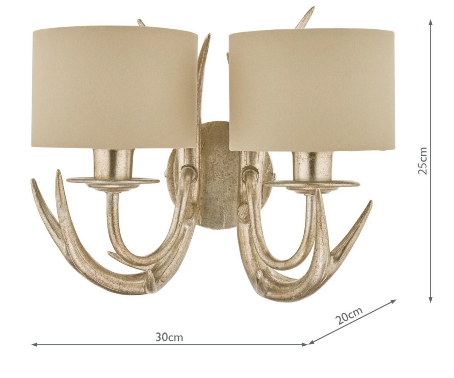 Laura Ashley - Mulroy Antler 2lt Wall Light Champagne With Shades - ID 13478