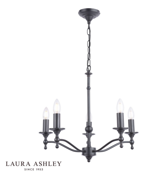 Laura Ashley - Ludchurch 5 Light Chandelier Industrial Black - ID 13479