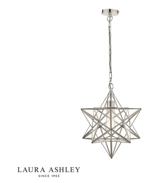 Laura Ashley - Large Star Pendant, Silver, Glass - ID 13482