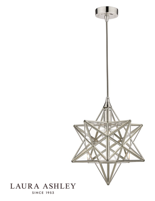 Laura Ashley - Small Star Pendant, Silver, Glass - ID 13483