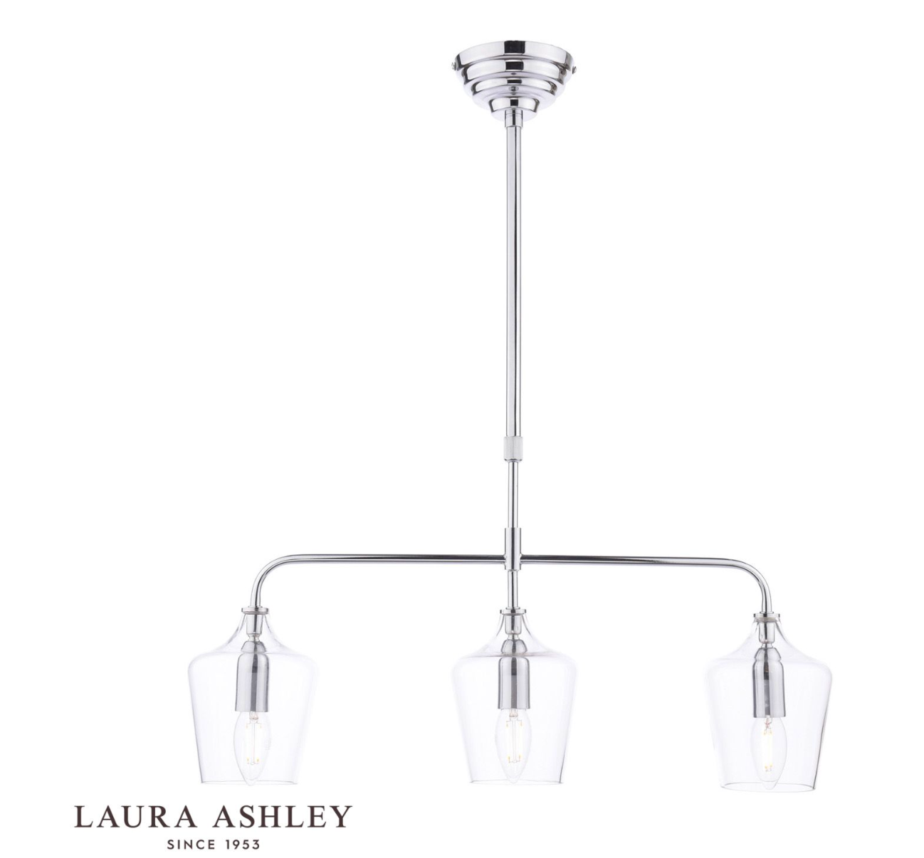 Laura Ashley - Ockley 3 Light Bar Pendant Polished Chrome and Glass - ID 13484