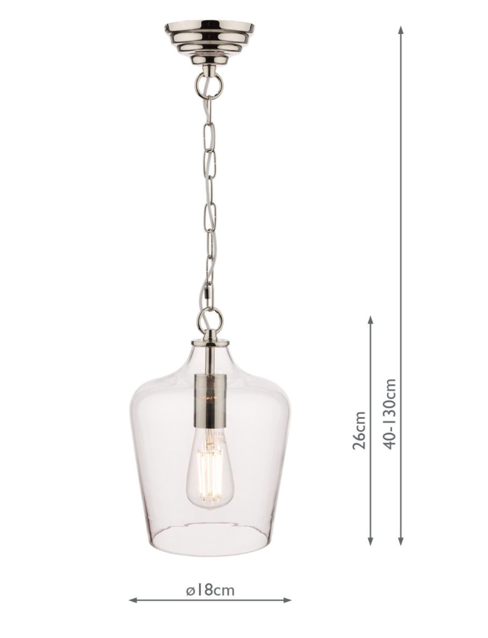 Laura Ashley - Ockley Single Pendant Polished Chrome and Glass - ID 13485