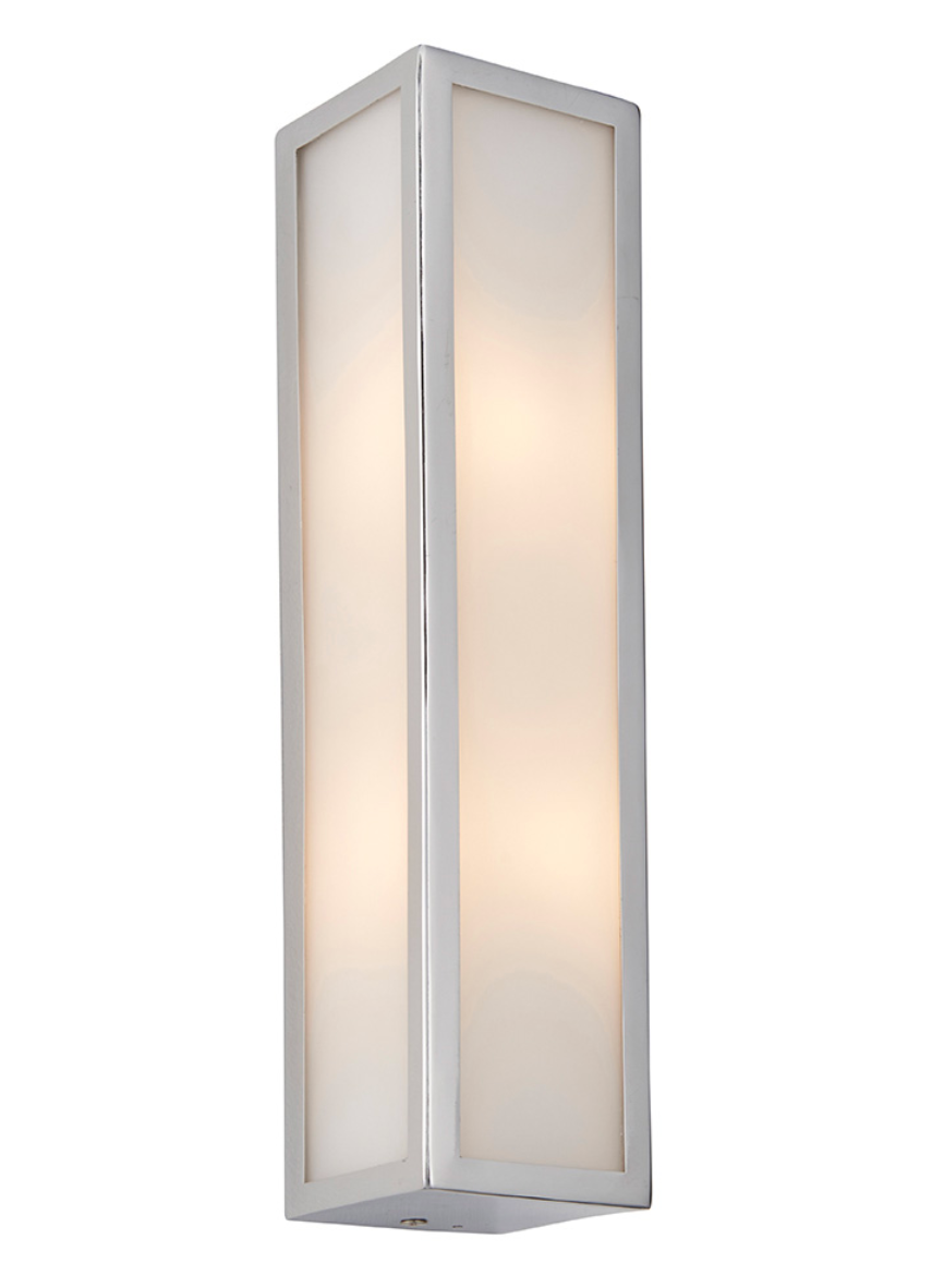 Contemporary Chrome Box Wall Light with Frosted Glass - ID 13547