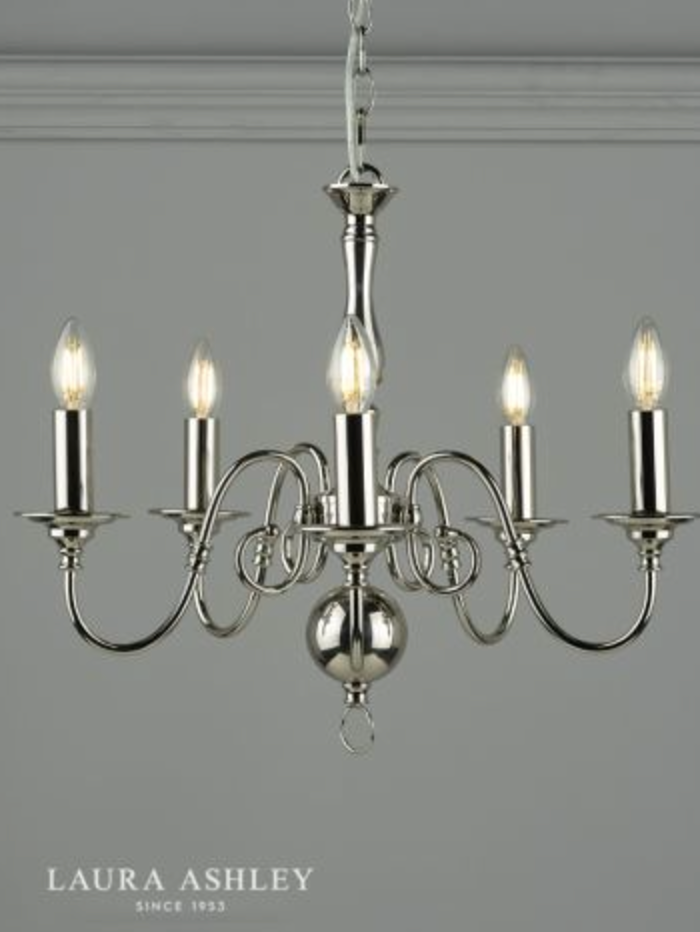 Laura Ashley - Winchester 5lt Pendant, Polished Nickel - ID 13554