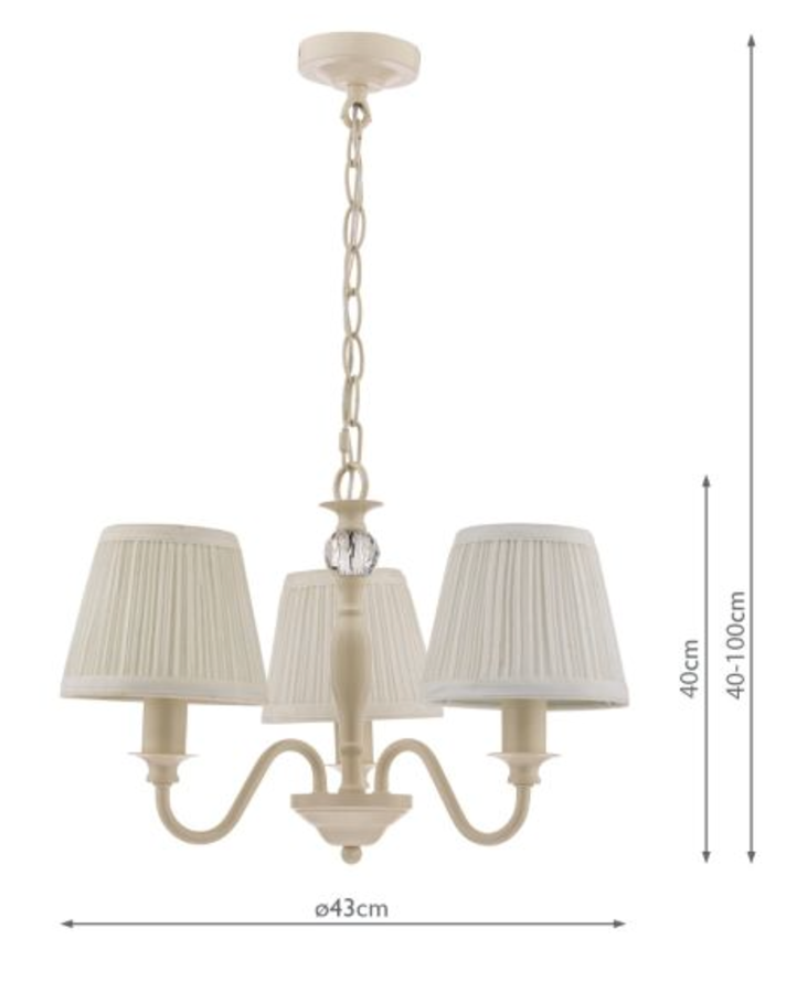 Laura Ashley - Ellis 3lt Pendant Ivory With Shades - ID 13556