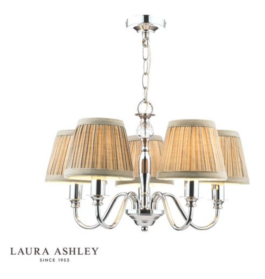 Laura Ashley - Ellis 5lt Pendant Polished Chrome With Shades - ID 13581