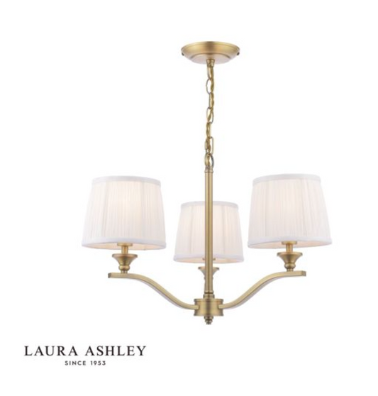 Laura Ashley - Hemsley 3 Light Armed Pendant Matt Antique Brass With Shade - ID 13602