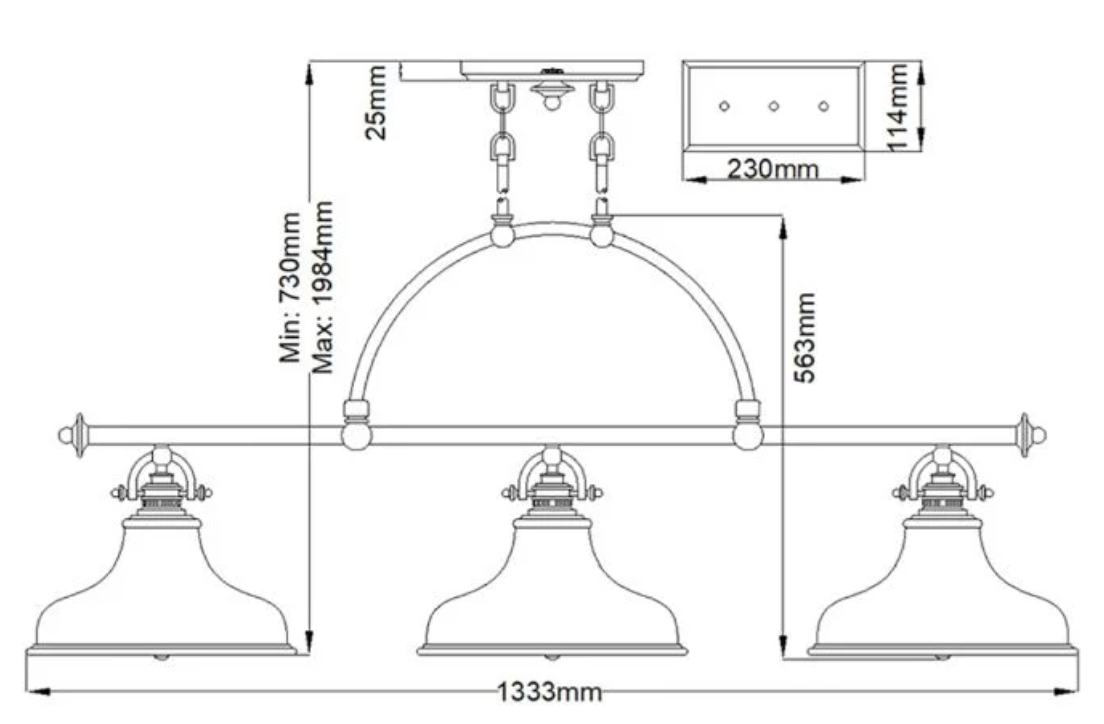 3 Light Island Pendant In Imperial Silver - ID 5918