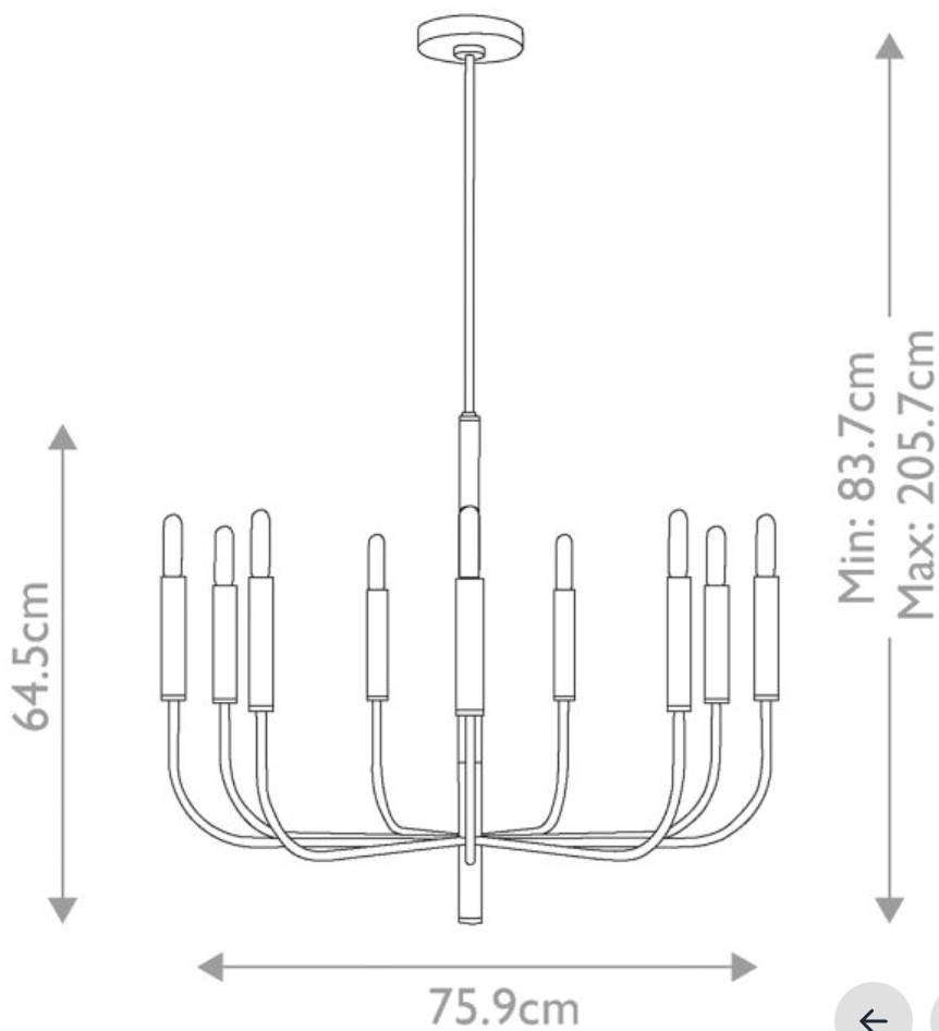 BRI Polished Nickel 9 Arm Chandelier - ID 11368