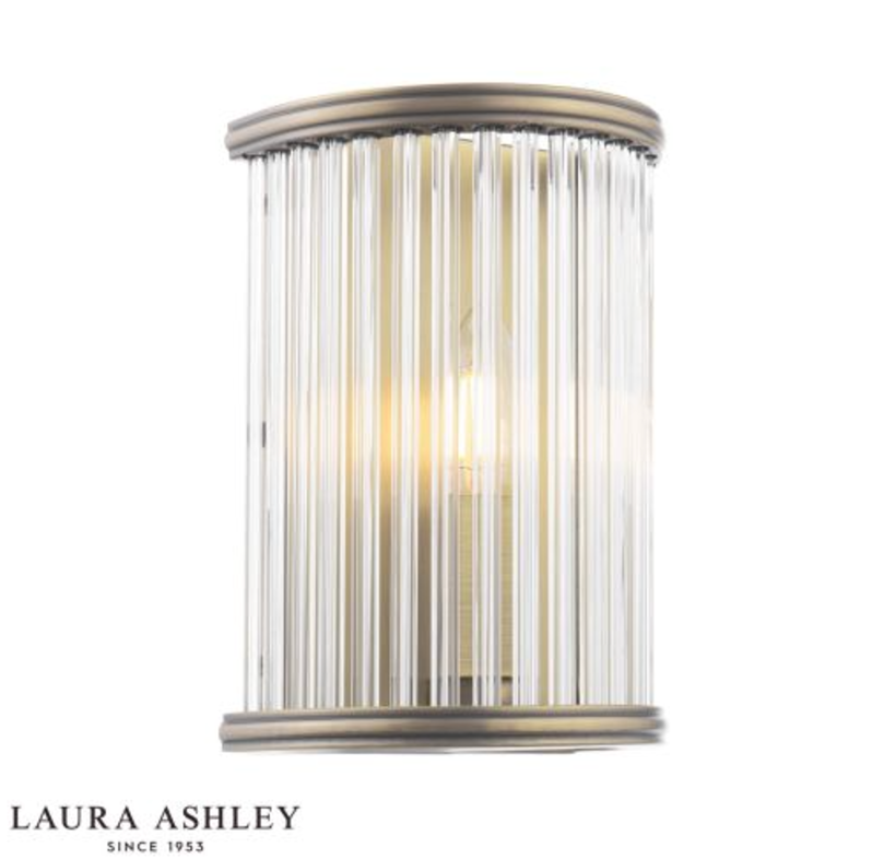 Laura Ashley - Sutton Wall Light, Matt Antique Brass and Ribbed Glass - ID 13630