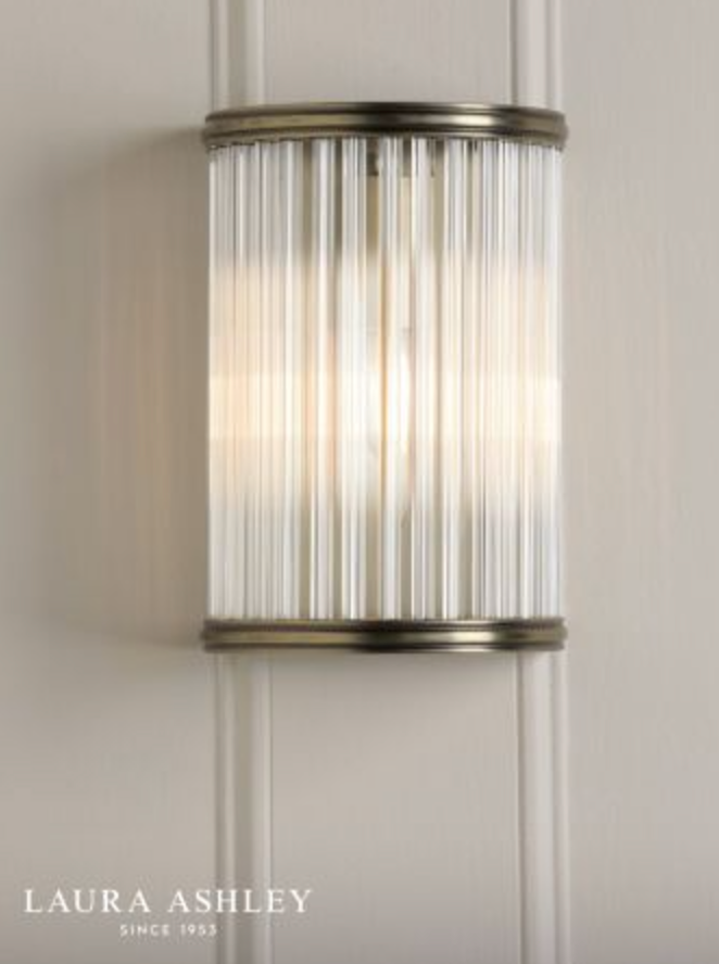 Laura Ashley - Sutton Wall Light, Matt Antique Brass and Ribbed Glass - ID 13630