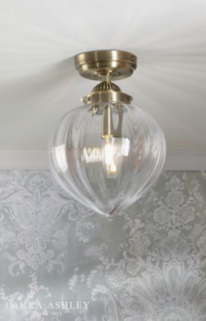 Laura Ashley - Whitham Bathroom Ceiling Light, Antique Brass and Ribbed Glass, IP44 - ID 13642