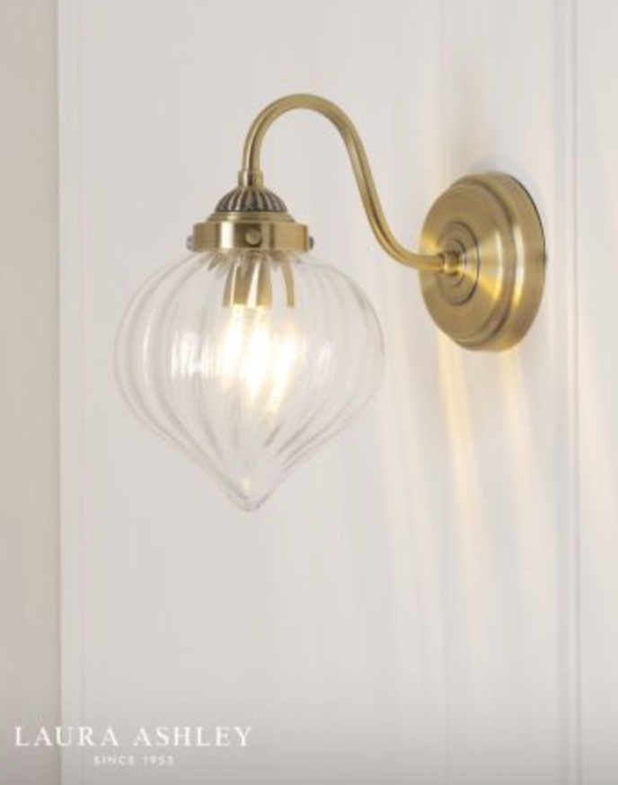 Laura Ashley - Whitham Wall Light, Antique Brass and Ribbed Glass - ID 13645