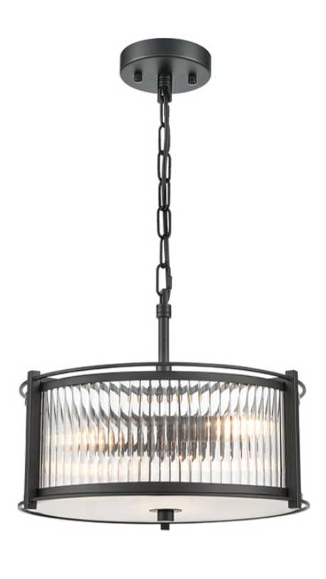 ATRANI 3lt Ribbed Glass In Matt Black - ID 13708