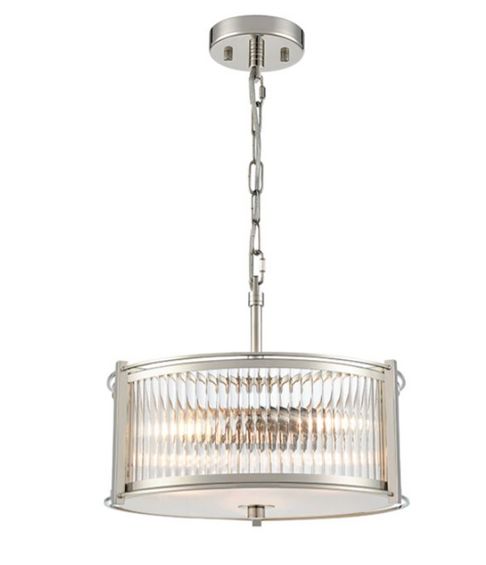 ATRANI 3lt Ribbed Glass In Polished Nickel - ID 13709