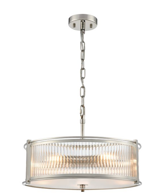 ATRANI 5lt Ribbed Glass In Polished Nickel - ID 13711
