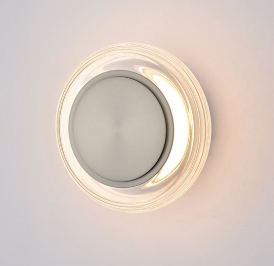 Rouel Disc Clear Glass & Satin Nickel LED Wall or Ceiling Light - ID 13740