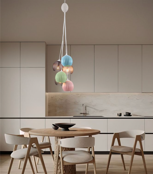 NL Meli Coloured Glass 6 Light Multi Pendant - ID 13751