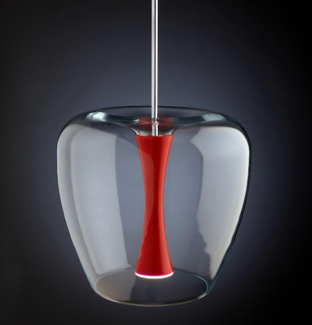 Quasar Apple Mood Suspension 30 Clear Glass Pendant Red - ID 8986