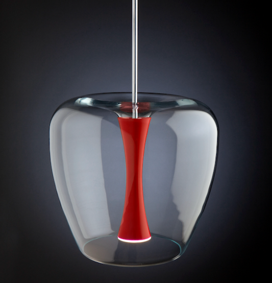 Quasar Apple Mood Suspension 30 Clear Glass Pendant Red - ID 8986