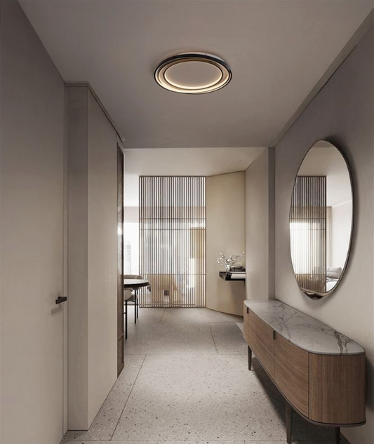 NL Arbir Matt Black Aluminium & Acrylic 3 Ring Semi Flush Ceiling Light Large - ID 13796