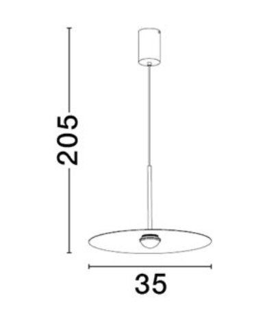 NL Mila Matt Black Disc Pendant - ID 13800