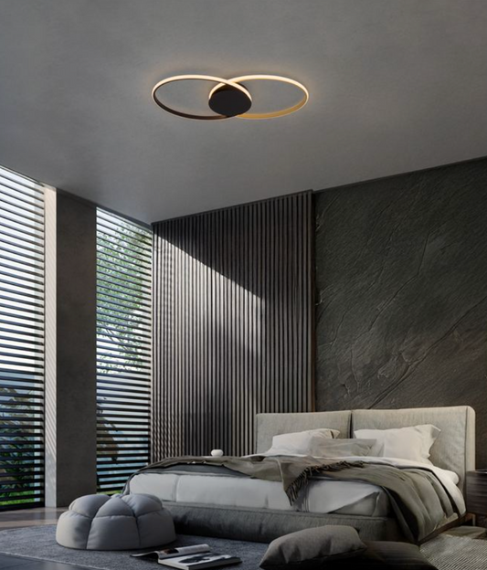 NL Eveo Black & Gold Twin Ring Ceiling Or Wall Light Small - ID 13803