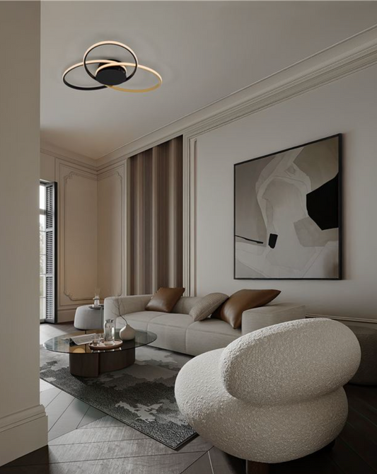 NL Eveo Black & Gold Triple Ring Ceiling Or Wall Light Large - ID 13804