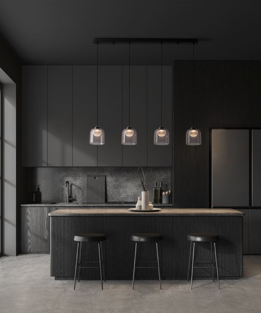 Dioni Smoked & Black Metal 4 In Line Multi Pendant - ID 13812