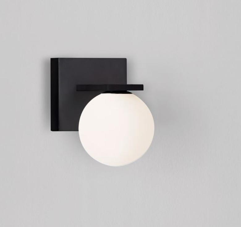 NL Opal Glass Globe & Black Wall Light - ID 13841