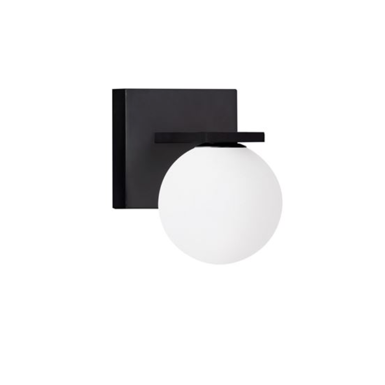 NL Opal Glass Globe & Black Wall Light - ID 13841