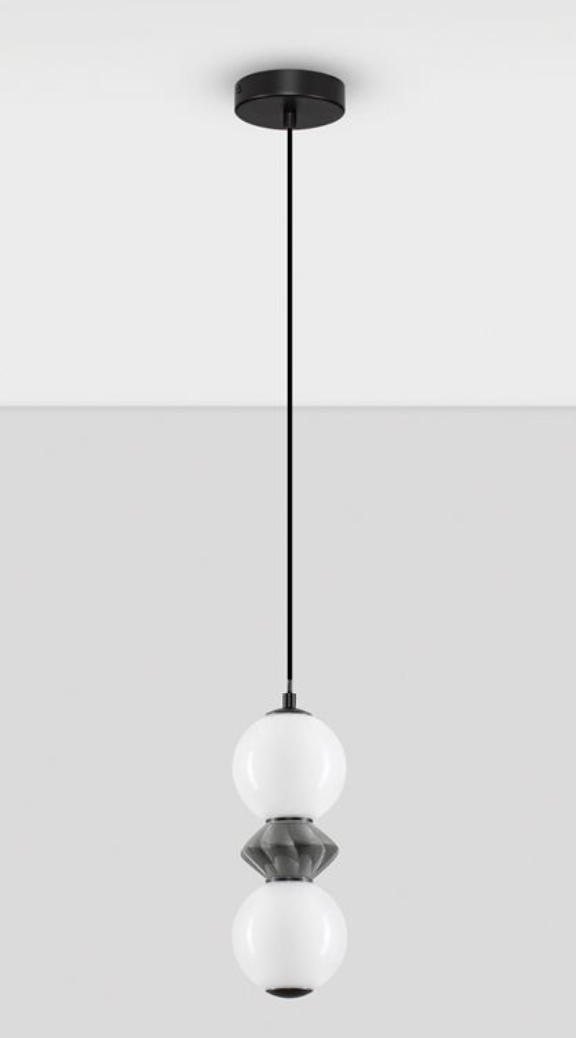 NL Pallin Dark Grey Ceramic & Opal Glass Pendant - ID 13847