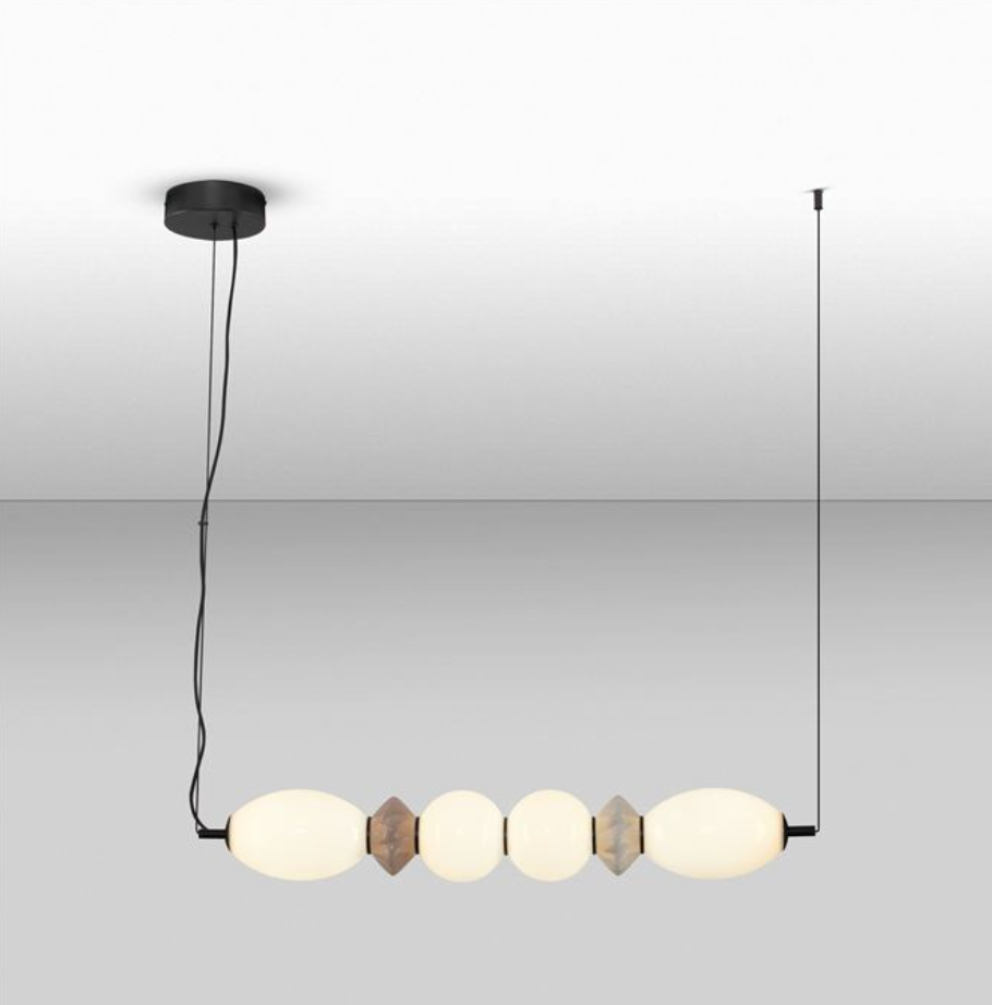 NL Pallin Mocha & Light Grey Ceramic & Opal Glass Linear Pendant - ID 13850