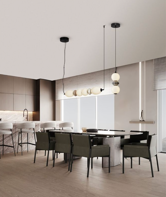 NL Pallin Mocha & Light Grey Ceramic & Opal Glass Linear Pendant - ID 13850
