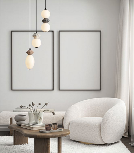 NL Pallin Mocha, Light & Dark Grey Ceramic & Opal Glass 3 Light Multi Pendant - ID 13851